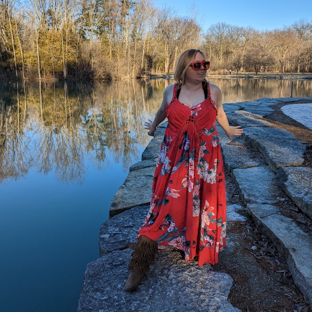 Red maxi dress
